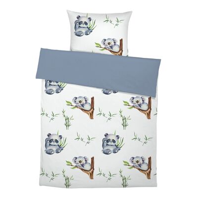 Ropa de cama infantil de algodón puro premium "Koala Signature Collection by Ana Snider" - Azul - 135 x 200 cm / 80 x 80 cm