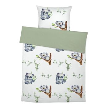 "Koala Signature Collection by Ana Snider" Parure de lit pour enfant en pur coton de qualité supérieure - Olive - 135 x 200 cm / 80 x 80 cm 1