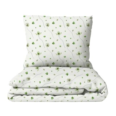 Ropa de cama infantil Flower dance, 100% algodón, hecha a mano - Verde - 100 x 135 cm / 40 x 60 cm