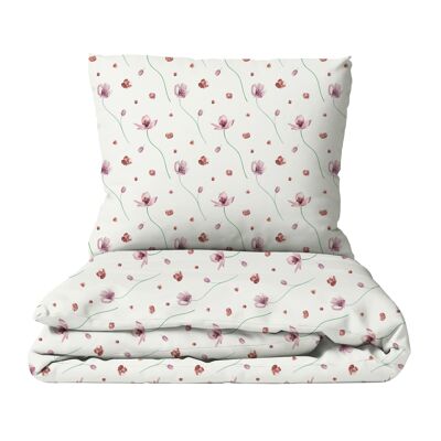Ropa de cama infantil Flower dance, 100% algodón, hecha a mano - rosa - 135 x 200 cm / 80 x 80 cm