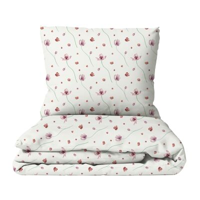 Flower dance children's bedding, 100% cotton, handmade - pink - 135 x 200 cm / 80 x 80 cm