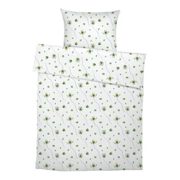 Parure de lit enfant Flower dance, 100% coton, fait main - Vert - 135 x 200 cm / 80 x 80 cm 4