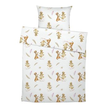 Parure de lit pour enfant suricate, coton de qualité supérieure, motif peint à la main - 100 x 135 cm / 40 x 60 cm 3