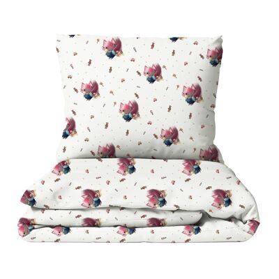 Literie pour enfants Fox, coton de qualité supérieure, motif peint à la main - Foxy / Toys - 100 x 135 cm / 40 x 60 cm