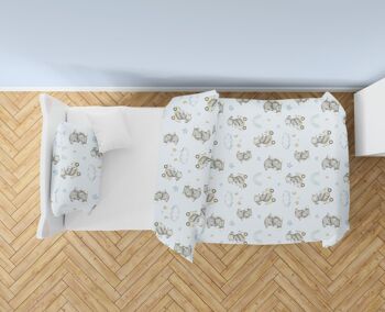 Parure de lit bébé éléphants pour enfants, coton de qualité supérieure, motif peint à la main - bébé éléphants / blanc - 100 x 135 cm / 40 x 60 cm 4