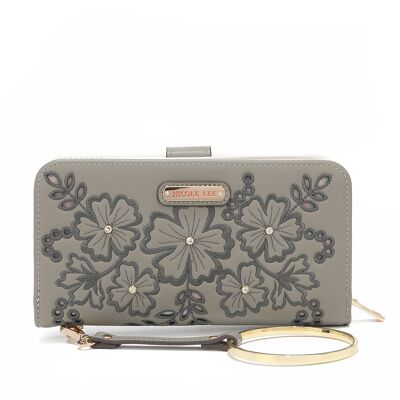 FASHION "FLORAL" ZIPPER WALLET - Gray