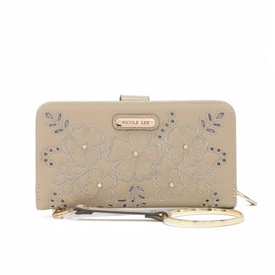 FASHION "FLORAL" ZIPPER WALLET - Sand