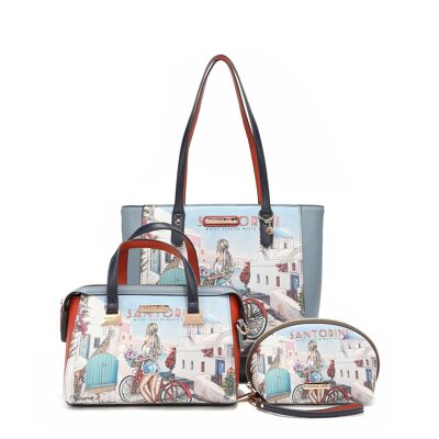 3 PIECE SET "STAIRWAY TO HEAVEN" (Shopper, Mini Crossbody Bag, Toiletry Bag)