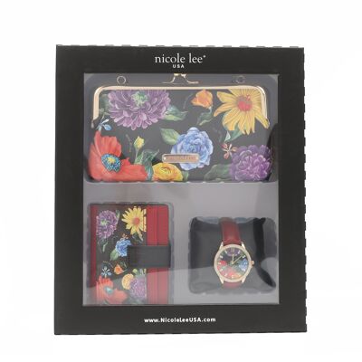 JUEGO DE 3 PIEZAS (CARTERA BANDOLERA, RELOJ, TARJETERO) - Be My Valentine