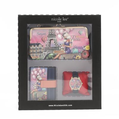 3 PIECE SET (SHOULDER BAG, WATCH, CARD HOLDER) - Romance In Paris