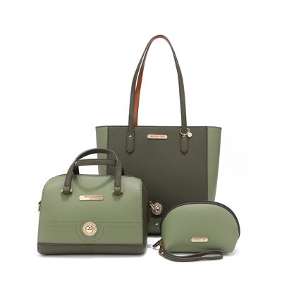 CONJUNTO DE 3 PIEZAS (SHOPPER, BANDOLERA, ESTUCHE) - Dark Olive
