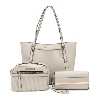 3 PIECE SET (SHOPPER BAG, CROSSBODY BAG, CASE) - Bone