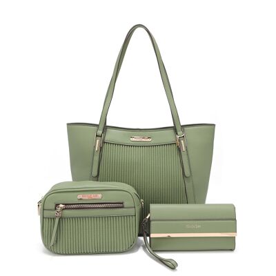 3 PIECE SET (SHOPPER BAG, CROSSBODY BAG, CASE) - Soft Green