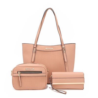 CONJUNTO DE 3 PIEZAS (BOLSO SHOPPER, BANDOLERA, ESTUCHE) - Soft Pink