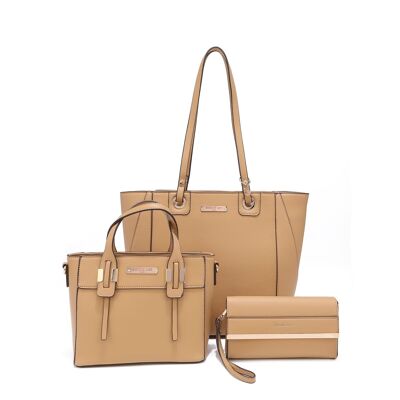 3 PIECE SET (Shopper, Small Bag, Toiletry Bag) - Camel