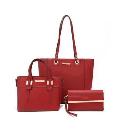 3 PIECE SET (Shopper, Small Bag, Toiletry Bag) - Red