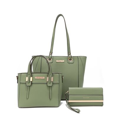 3 PIECE SET (Shopper, Small Bag, Toiletry Bag) - Soft Green