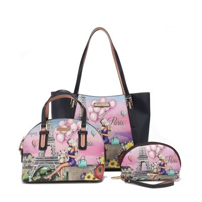 CONJUNTO DE 3 PIEZAS "ROMANCE IN PARIS" (Shopper, Bandolera, Neceser)