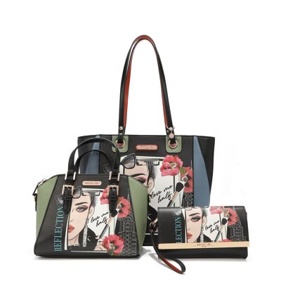 3 PIECE SET "LOVE ME HALF" (Shopper, Mini Crossbody Bag, Pencil Case)