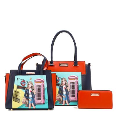 SET DE 3 PIEZAS "MISS YOUR CALL" (BOLSO SATCHEL, BANDOLERA, BILLETERA)