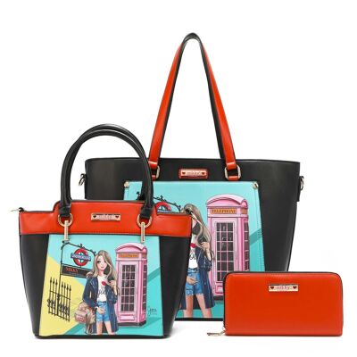 3 PIECE SET "MISS YOUR CALL" (TOTE BAG, CROSSBODY BAG, WALLET)