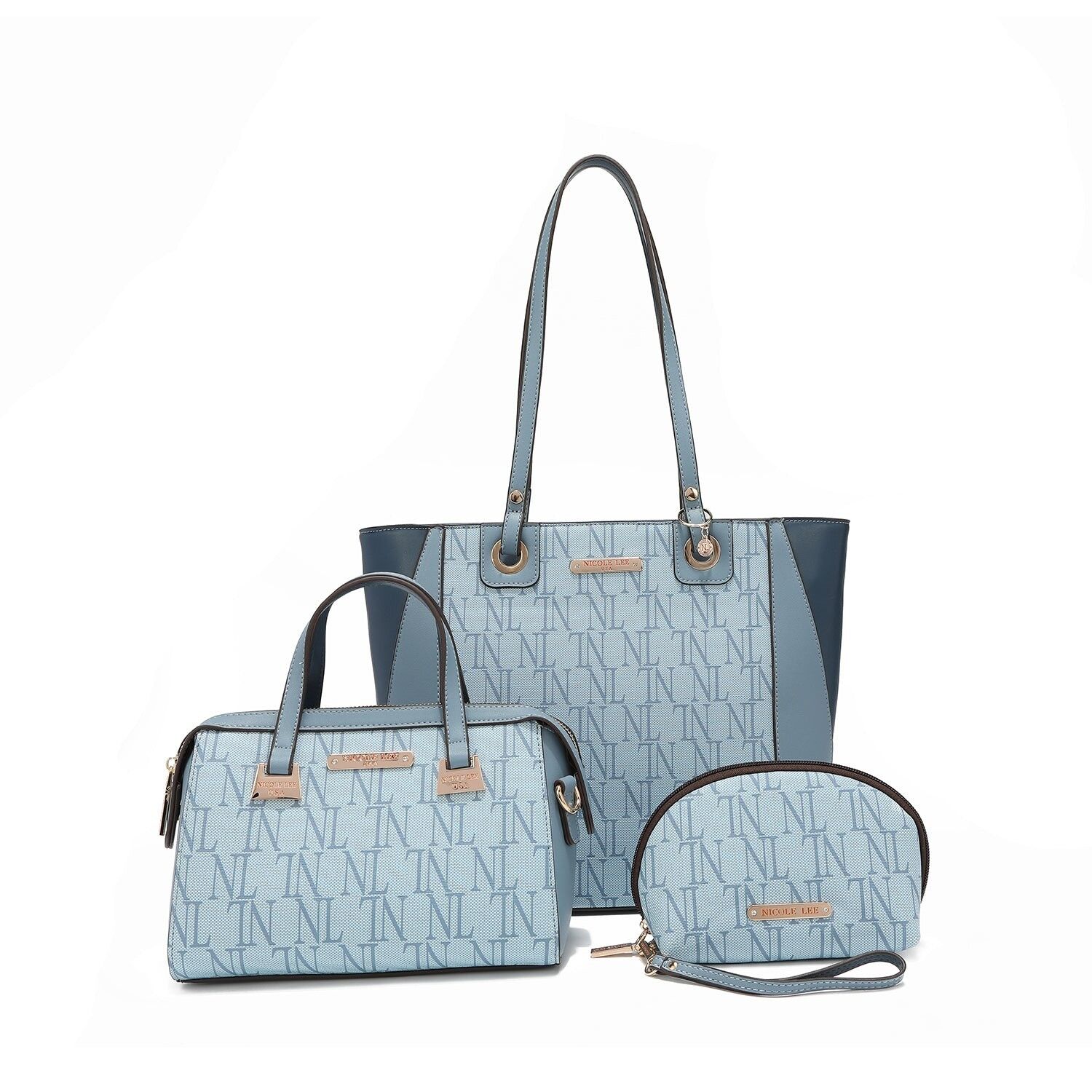 3-TEILIGES SET "SABINA" (Shopper, Umhängetasche, Kulturtasche) - Blau