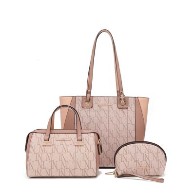 CONJUNTO DE 3 PIEZAS "SABINA" (Shopper, Bandolera, Neceser) - Beige