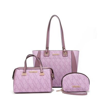CONJUNTO DE 3 PIEZAS "SABINA" (Shopper, Bandolera, Neceser) - Lavanda