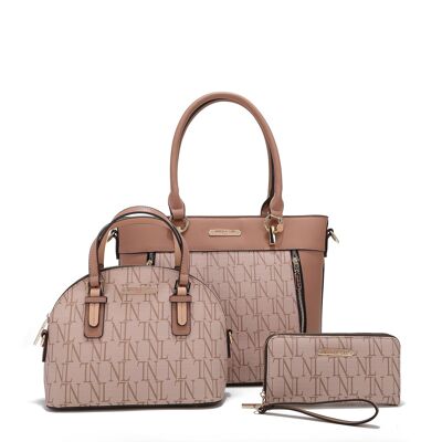3 PIECE SET "SABINA" (Shopper, Crossbody Bag, Purse) - Beige