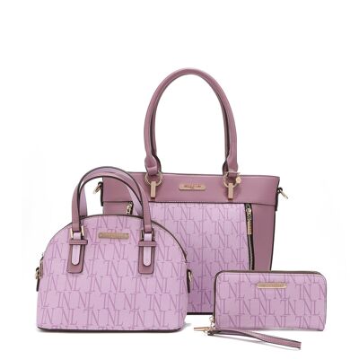 CONJUNTO DE 3 PIEZAS "SABINA" (Shopper, Bandolera, Cartera) - Lavanda