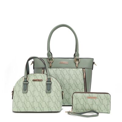 3 PIECE SET "SABINA" (Shopper, Crossbody Bag, Purse) - Lime