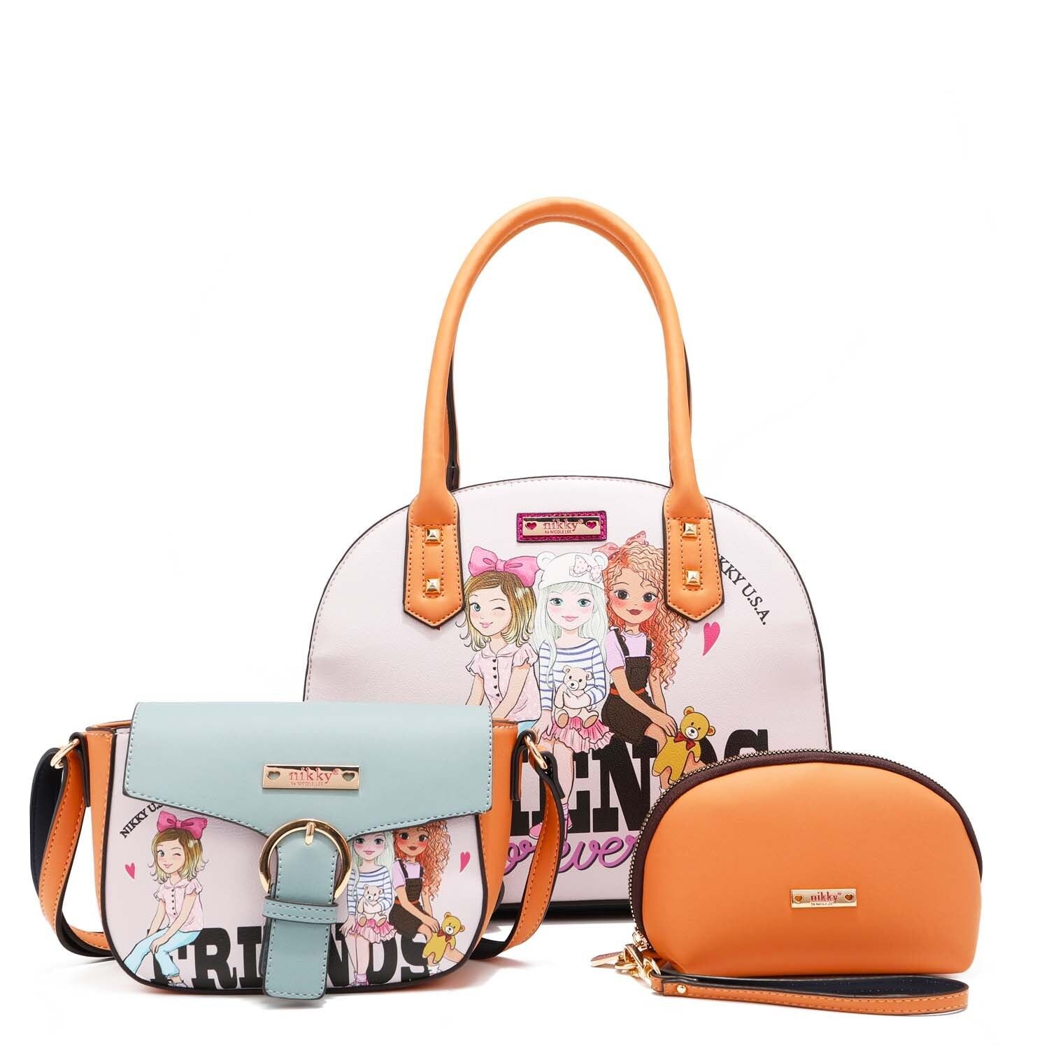 3-TEILIGES SET „BEST FRIENDS“ (DOME BAG, CROSSBODY BAG, KULTURTASCHE)