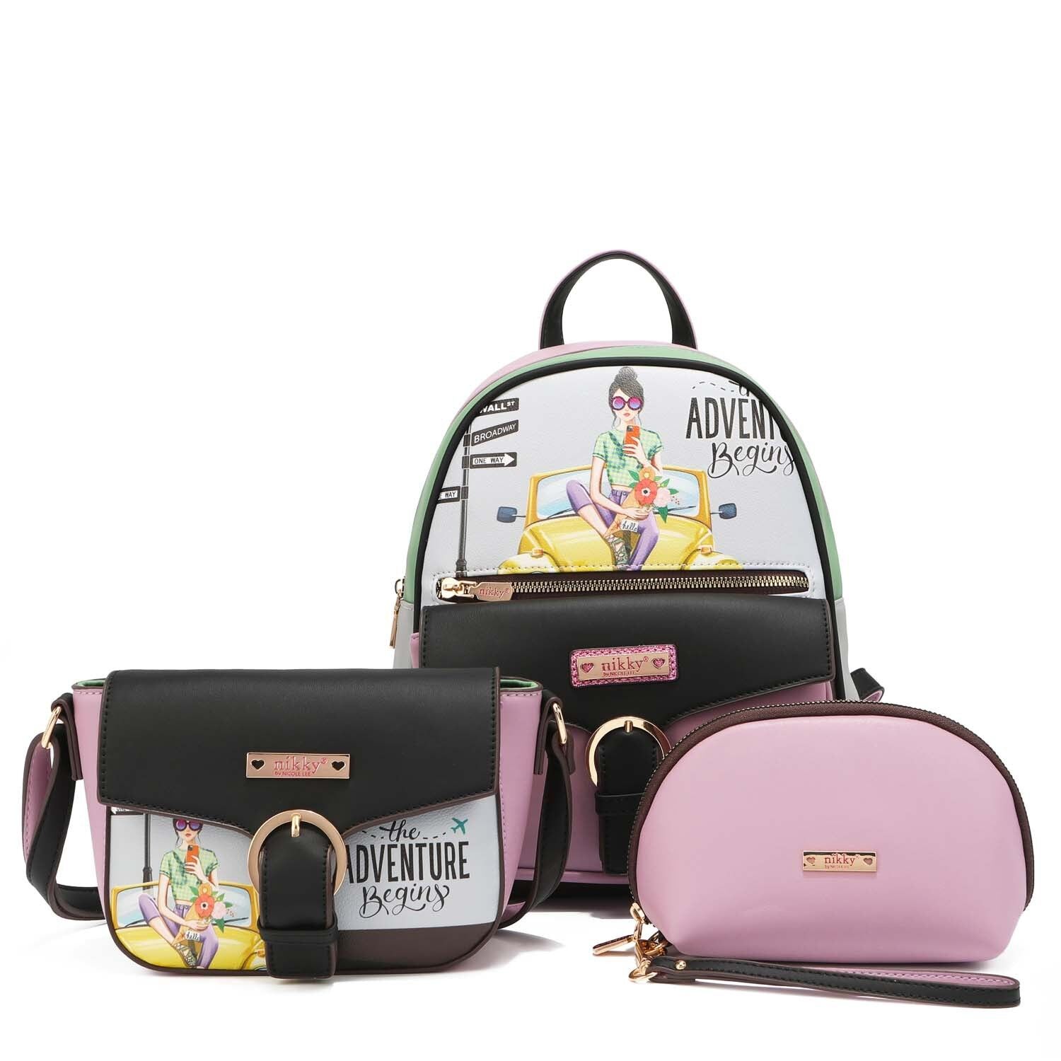 3-TEILIGES SET "SPASS BEGINNT" (RUCKSACK, UMHÄNGETASCHE, TASCHE)