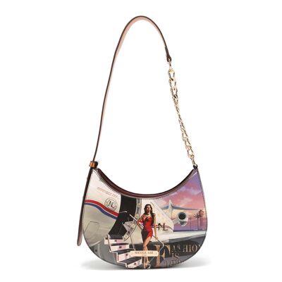 SHOULDER BAG WITH TAPE HALF CHAIN - Travel In Fashion
