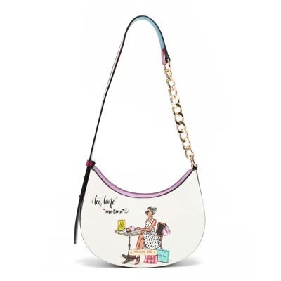 HALF-CHAIN SHOULDER BAG WITH TAPE - Tea Time Me Time