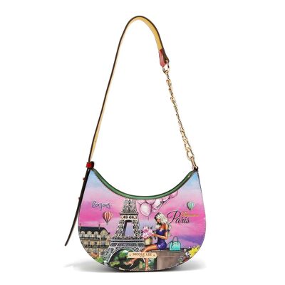 SHOULDER BAG WITH TAPE HALF CHAIN - Romance In Paris