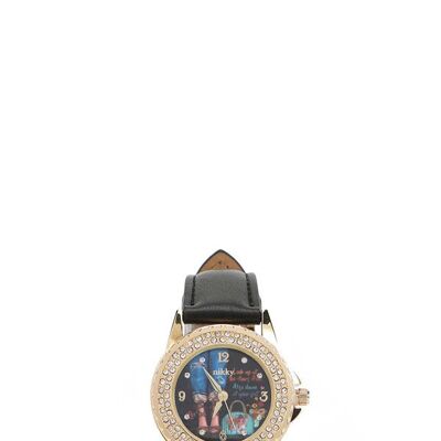 MEDIUM DOUBLE DIAMOND "SIDNEY" WATCH - Lovely Feet Black