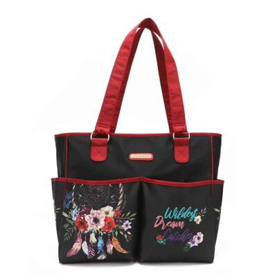 MODERN MULTIFUNCTIONAL DIAPER BAG WITH CHANGING MAT - Bohemian Black