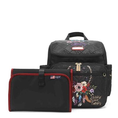 MULTIFUNCTIONAL DIAPER BAG BACKPACK WITH LARGE CAPACITY - Bohemian Black