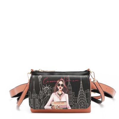 CONVERTIBLE BELT BAG WITH PRINTED CROSSBODY BAG - Career Woman