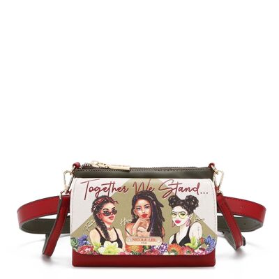 CONVERTIBLE BELT BAG WITH PRINTED CROSSBODY BAG - Together We Stand
