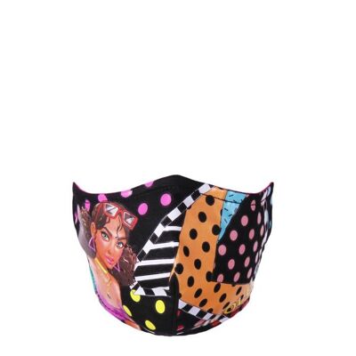 Synthetic Filter Print Face Mask - Cute Tiara Goes Dancing (Black)