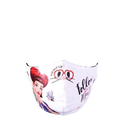 Face Mask With Synthetic Filter Print - Daisy Takes Love (White)