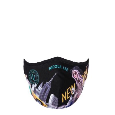 Synthetic Filter Print Face Mask - New York Walk (Black)
