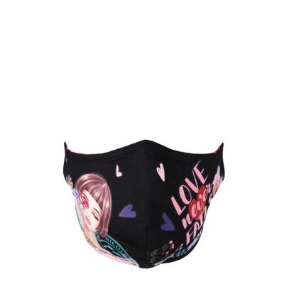 Synthetic Filter Print Face Mask - Thinking Of You (Black)