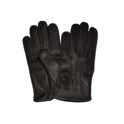 Leather gloves with sheep nappa, dark brown