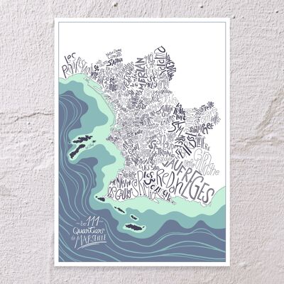 Karte von Marseille / 30 x 40 cm