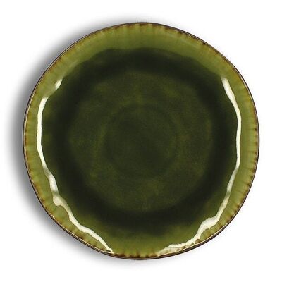 Plato llano Meta 27,5cm en gres verde