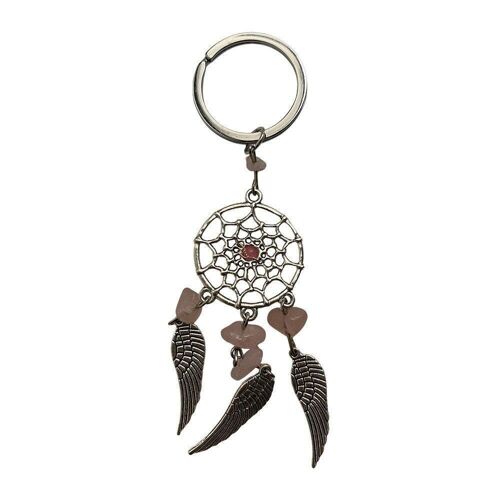 Dream Catcher Crystal Keychain, 12x5cm, Rose Quartz