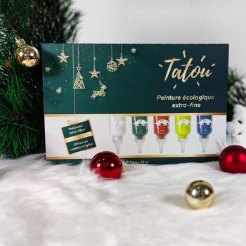 Coffret Noël, Peinture à 95% biosourcée Tatou, 5 tubes 40 ml, Les Festives de Noël 3